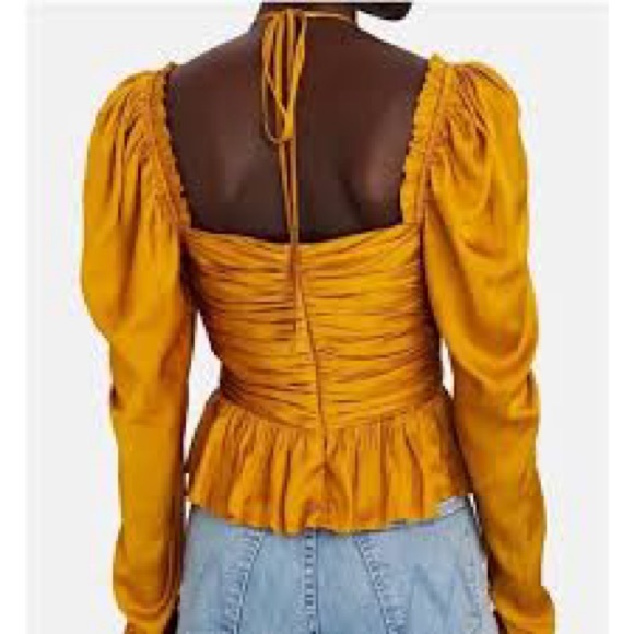 Ulla Johnson Mustard Yellow Ruched Blouse - Picture 2 of 12